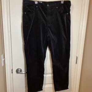 Gap Vintage Women's Slim High Rise Black Corduroy Pants Stretch Size 34/18 RS